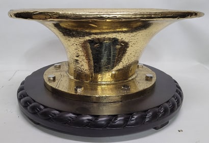 Ship's Hawser of Solid Brass Mounted to Mahogany
