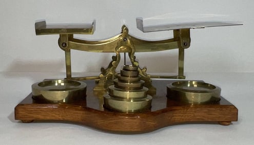British Postal Scale with Seven Brass Weights