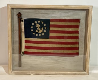 Yacht Ensign Flag on Pole in Shadowbox Frame