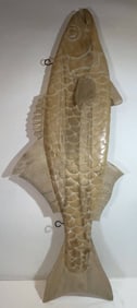 Six Foot Carved Wood Fish with Pickled Finish