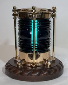 Ship's Mast Light of Solid Brass with Rich Blue Lens