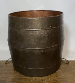Hand Hammered Copper Barrel with Patina