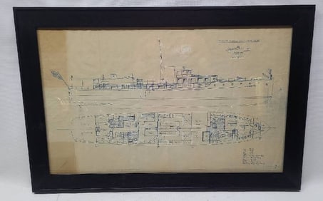 Blueprint of the New York Yacht Club Vessel Edamena IV Built by George Lawley