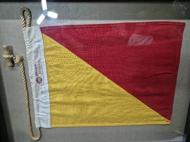 Nautical Signal Flag of Letter "O", "OSCAR" in Shadowbox Frame