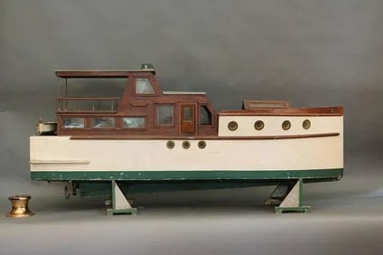 Six-Foot Folk Art Model of A Pleasure Yacht
