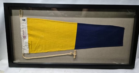 Nautical Signal Pennant for Numeral "FIVE" in Frame