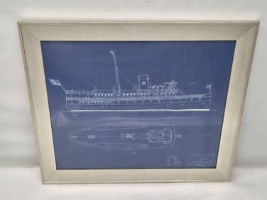 Boston Harbor Steam Ferry Blueprint Built by Eldredge McInnis