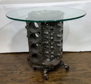 8 Cylinder Engine Block Reconfigured into a Table