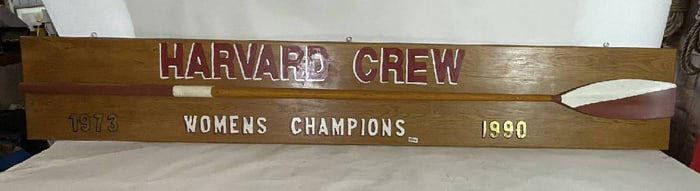 Huge Harvard Women's Crew Sign with Oar