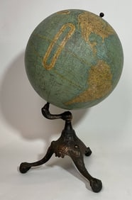 1908 Rand McNally Twelve Inch Terrestrial Globe on Stand