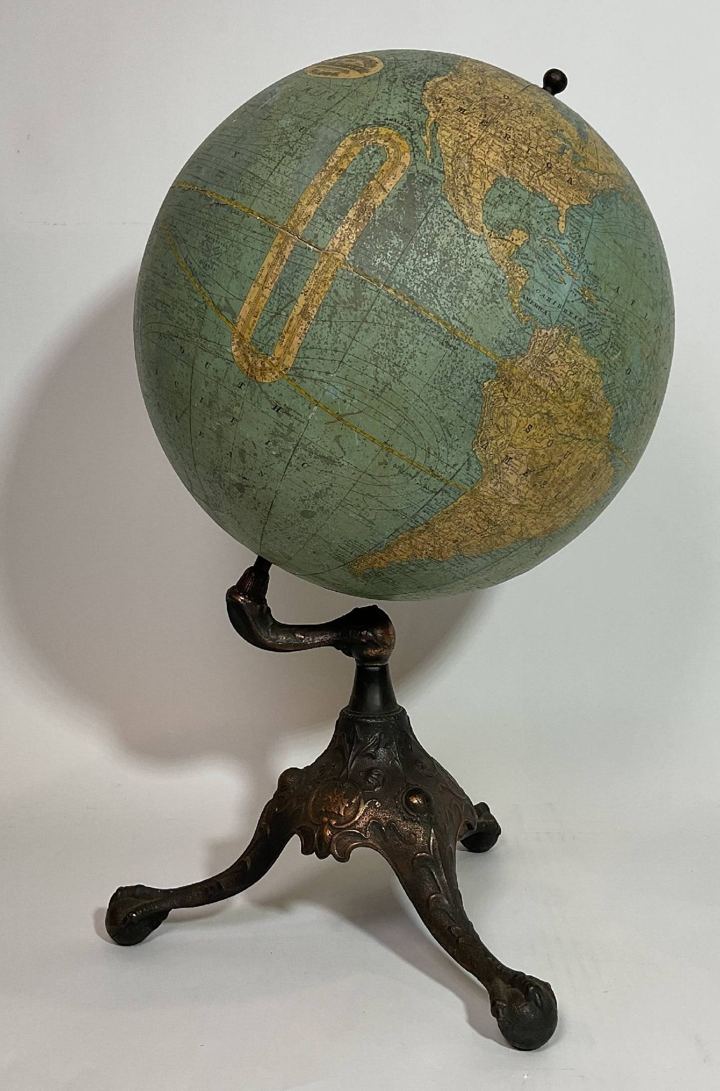 1908 Rand McNally Twelve Inch Terrestrial Globe on Stand (1 of 9)