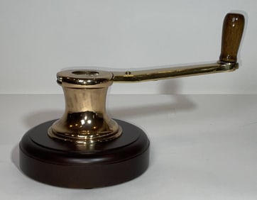 Brass Yacht Winch with Handle by Merriman, Boston