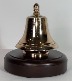 Solid Brass Polished and Lacquered Bell on Stand