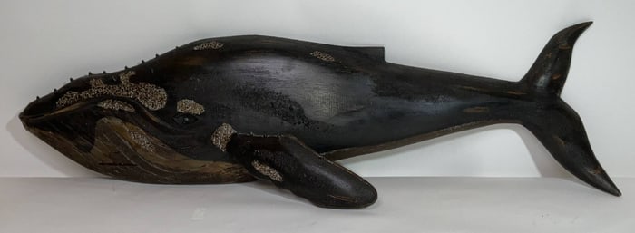 Carved Wood Whale Plaque