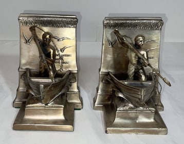 New Bedford Whalemen Brass Whaleboat Bookends