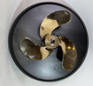 Solid Brass Three Blade Boat Propeller on Base