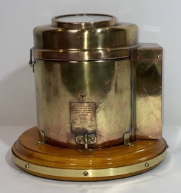 Ship's Compass Fitted to a Brass Binnacle by Bergen Nautik