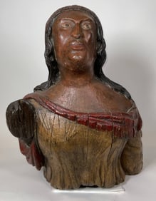 Carved Indian Ship's Figurehead in Old Paint