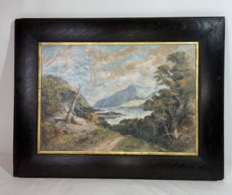 Granville Perkins Painting of a Mountain and Woodland Scene