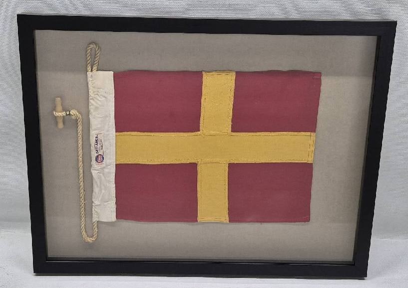Nautical Signal Flag of Letter "R", "ROMEO" in Shadowbox Frame (1 of 9)