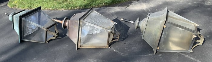 Three Copper Boston Street Lamp Lanterns