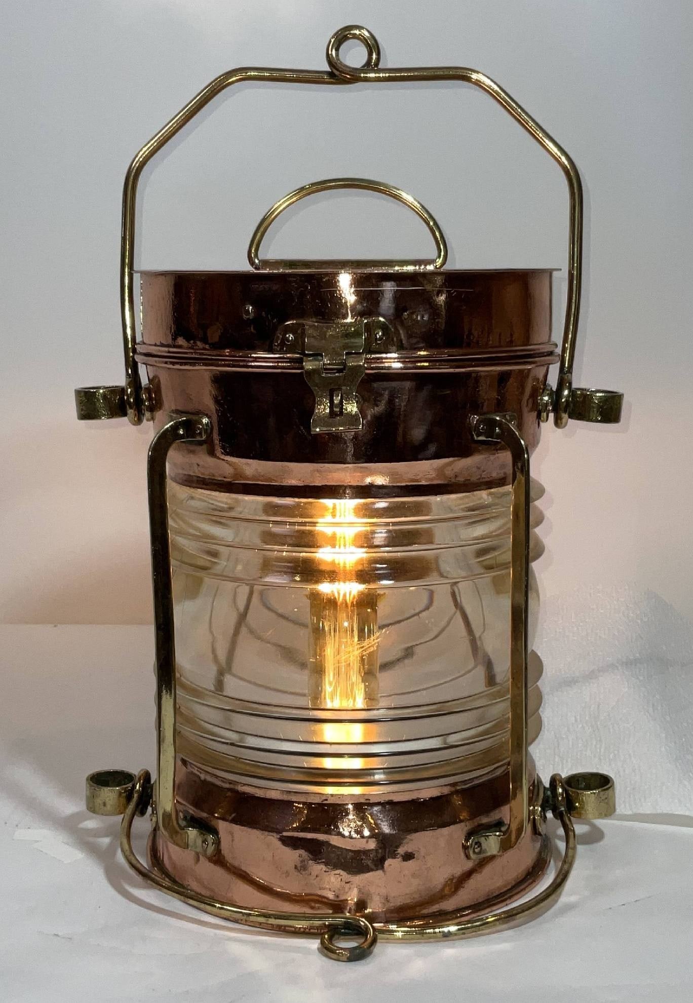 Copper Ship's Anchor Lantern with Fresnel Lens (1 of 8)
