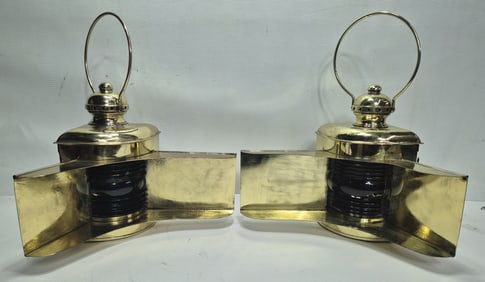 Solid Brass Port and Starboard Ship’s Lanterns with Wing Shades