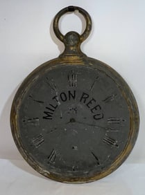 Tin Clock Trade Sign from Milton Reed
