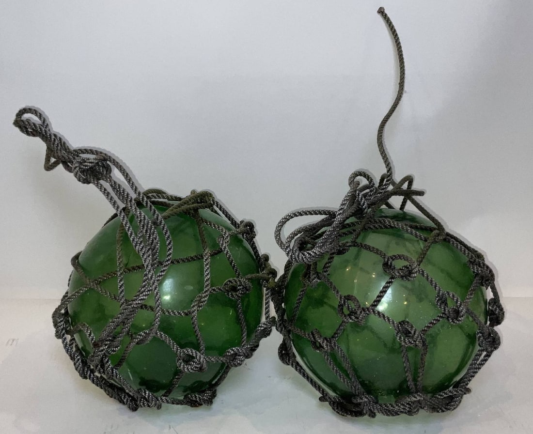 Pair of Blown Glass Fisherman's Net Floats (1 of 5)