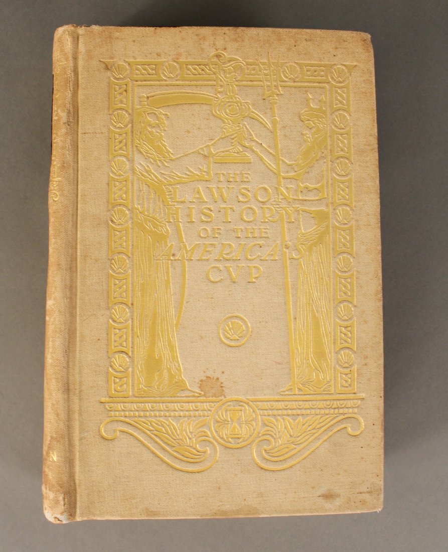 The Lawson History of the America’s Cup: Privately published book by Thomas W. Lawson chronicling “A Record of Fifty Years” by Winfield M. Thompson and Thomas W. Lawson. This is number 2435 of 3000 and this copy was presented to “The G