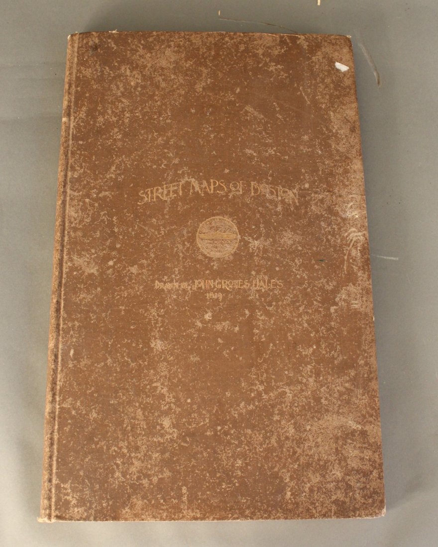 Maps of the street lines of Boston, 1819.: Rare book “Street Maps of Boston” drawn by John Groves Hales. Inside cover reads: Maps of the street lines of Boston made for the selectmen in 1819 and 1820 by John Groves Hales. Reproduced in fac
