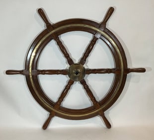 Six Foot Ship's Wheel with Massive Brass Hub