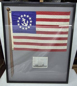 Old Yachting Ensign Flag in a Shadowbox Frame