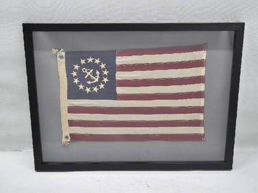 Old Yachting Ensign Flag in a Shadowbox Frame