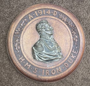 HMS Iron Duke Gun Tampion of 1914 Mounted to a Placque