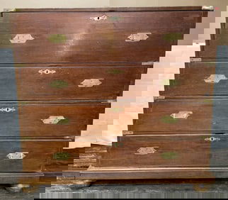 Mid Nineteenth Century Campaign Chest with Brasses