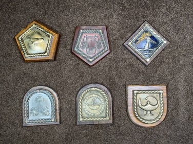 Royal Navy Chatham Dockyard Pattern Ship's Badges from Six Warships