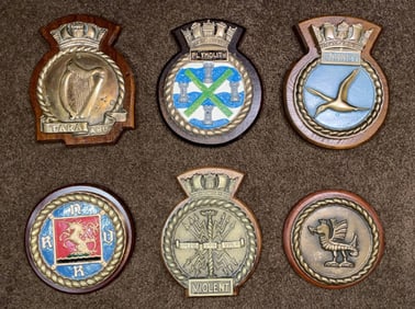 Royal Navy Ship's Badges and Gun Tampions from Warships
