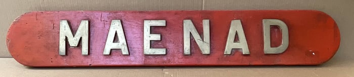 Royal Navy Ship's Nameboard from HMS Maenad 1944