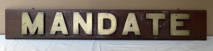 Royal Navy Ship's Nameboard from the Destroyer HMS Mandate