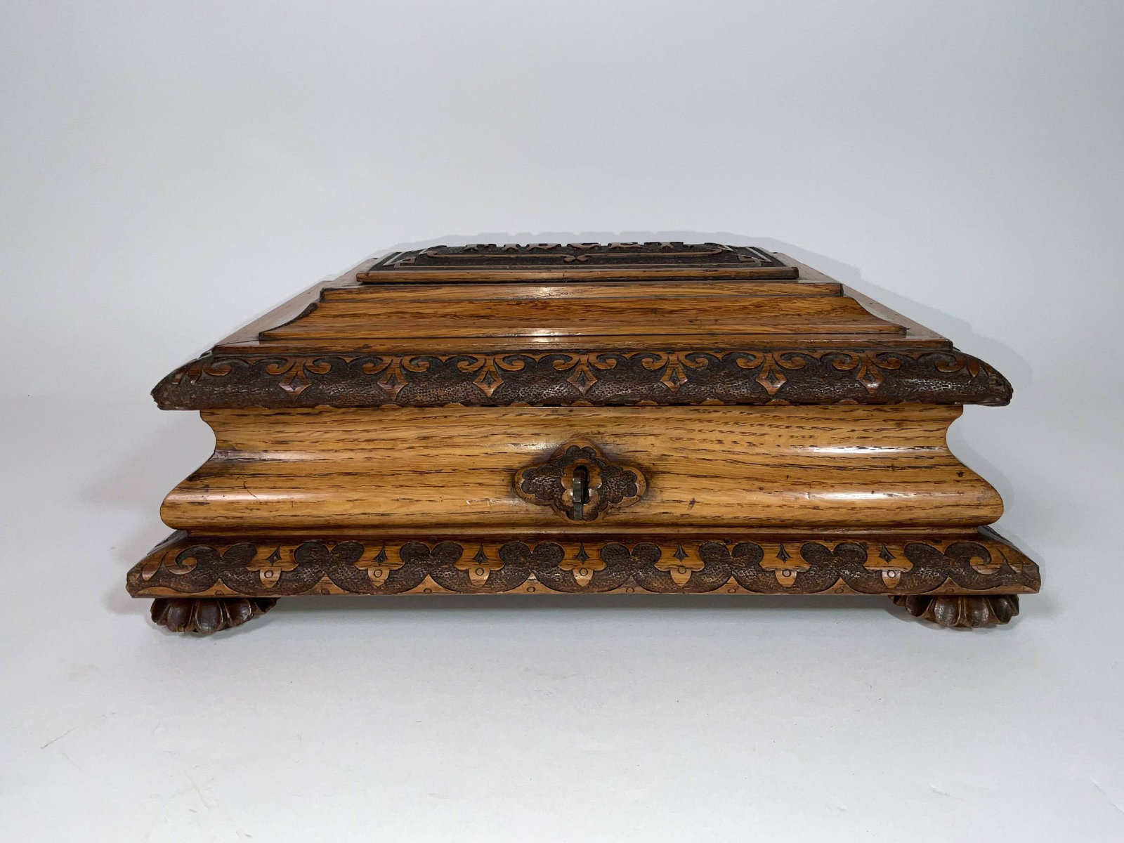Chatham Dockyard Launching Casket for HMS Fidget 1872: Royal Navy ship's launching mallet and chisel with blue felt lined casket. Inside the lid are the ship's dimensions and launching particulars. Ship's name is carved into the top. HMS Fidget, launched 