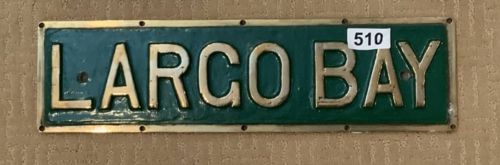 Brass Ship's Placque from the Anti Aircraft Frigate H.M.S. Largo Bay