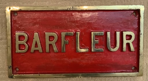 Heavy Ship's Name Placque from H.M.S. Barfleur of 1943