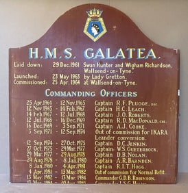 Honors Board for Royal Navy Vessel HMS Galatea