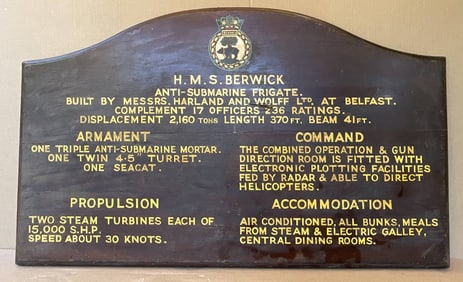 Royal Navy Honor Board for HMS Berwick 1959