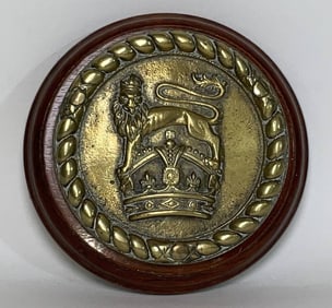 HMS Sovereign Ship's Badge on Wood Placque
