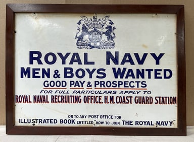 Royal Navy Recruitment Sign for Men and Boys Wanted