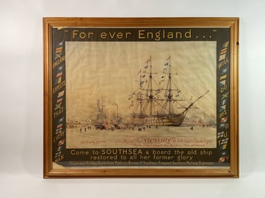 W.L. Wyllie Litho of HMS Victory Come to the South Sea