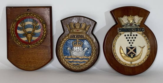 Group of Three Brass Royal Navy Badges