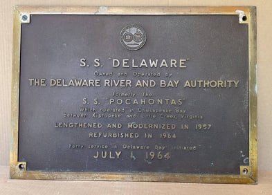 Builder's Plate from the S.S. Delaware Ferry Boat